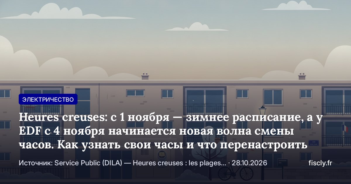 Heures creuses: с 1 ноября — зимнее расписание, а у EDF с 4 ноября начинается новая волна смены часов. Как узнать свои часы и что перенастроить