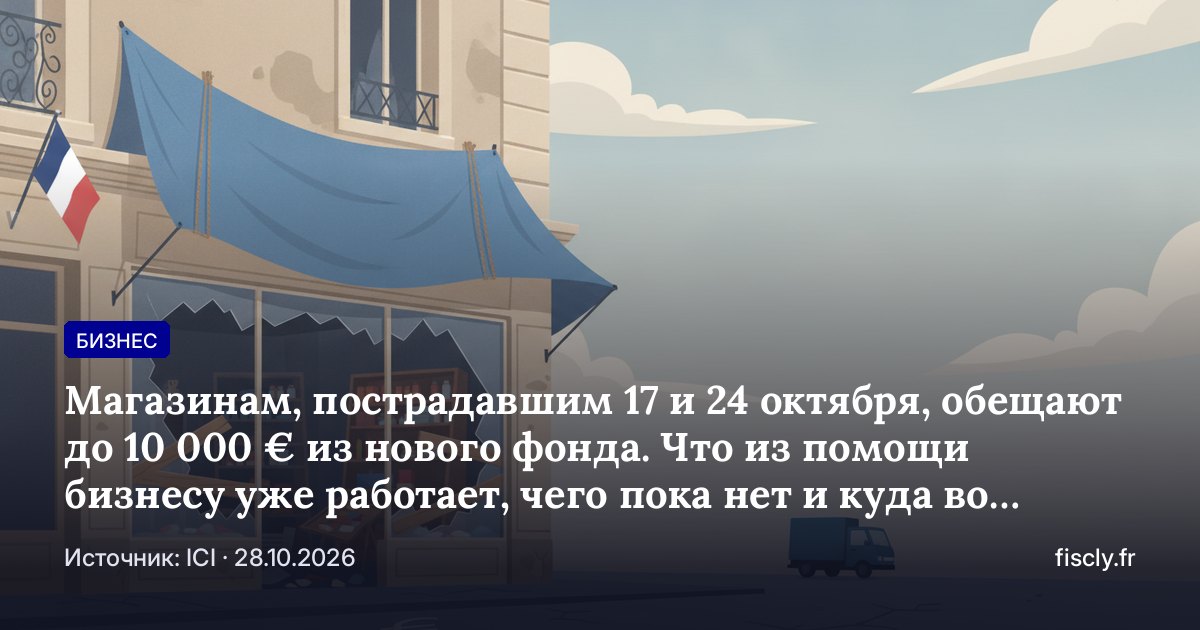 Магазинам, пострадавшим 17 и 24 октября, обещают до 10 000 € из нового фонда. Что из помощи бизнесу уже работает, чего пока нет и куда во Франции идти предпринимателю в беде